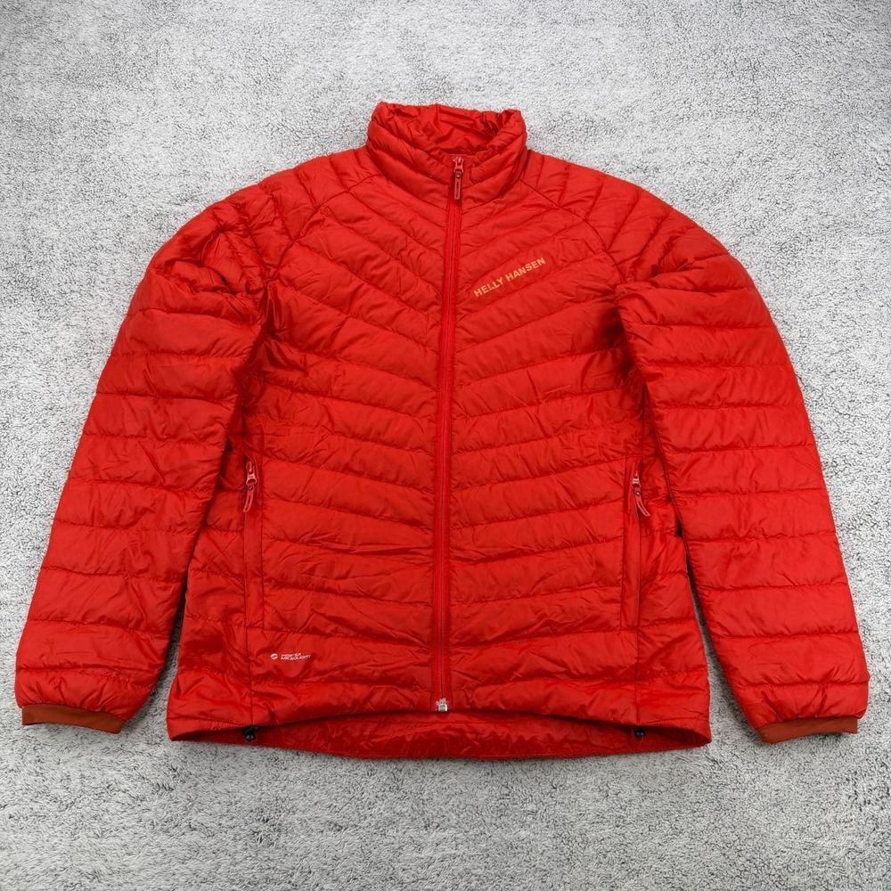 Helly Hansen Verglas Down Insulator Jacket Men Medium Red Full Zip Pocket Puffer